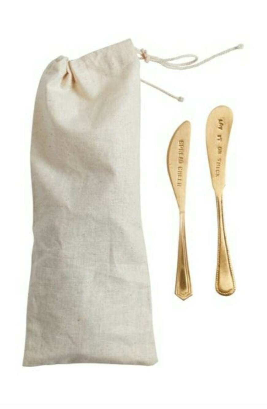 Golden Engraved Cheese Canape Knives Charcuterie board Accessories